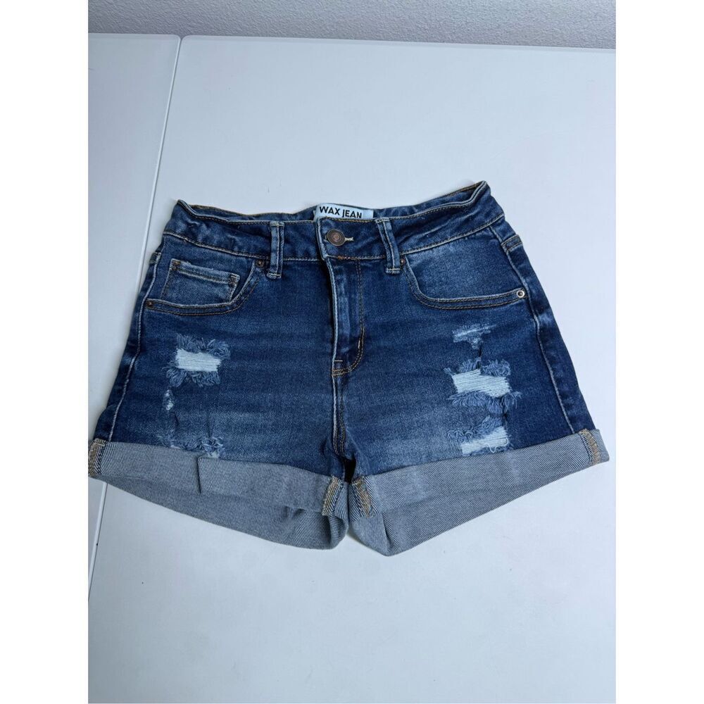 Wax Jeans Distressed Shorts Size S Blue
